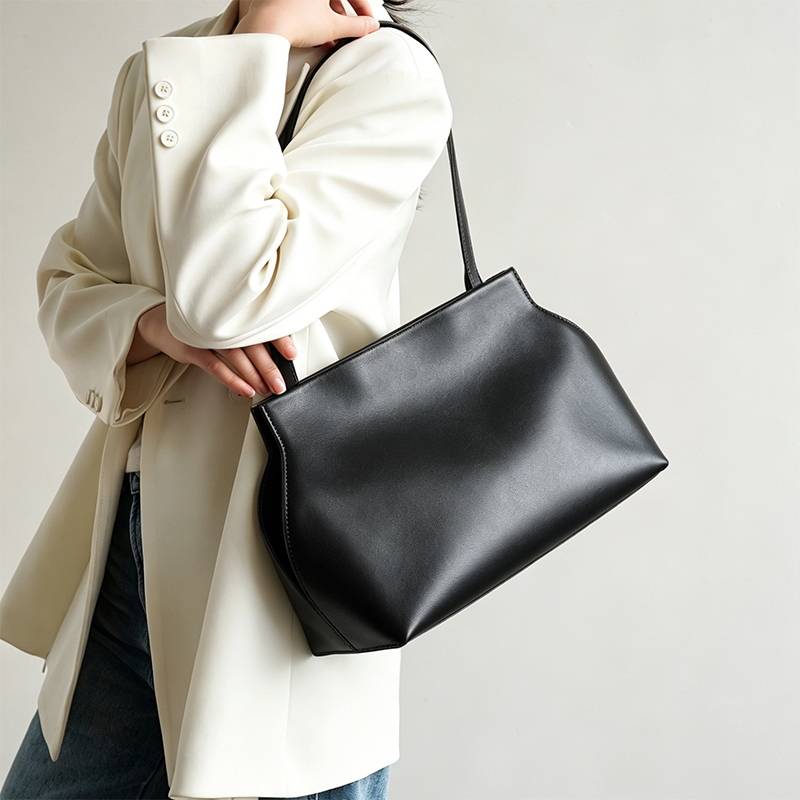 Women Bags For Office Use - Minimalistische Damen-Schultertasche aus echtem Rindsleder, große