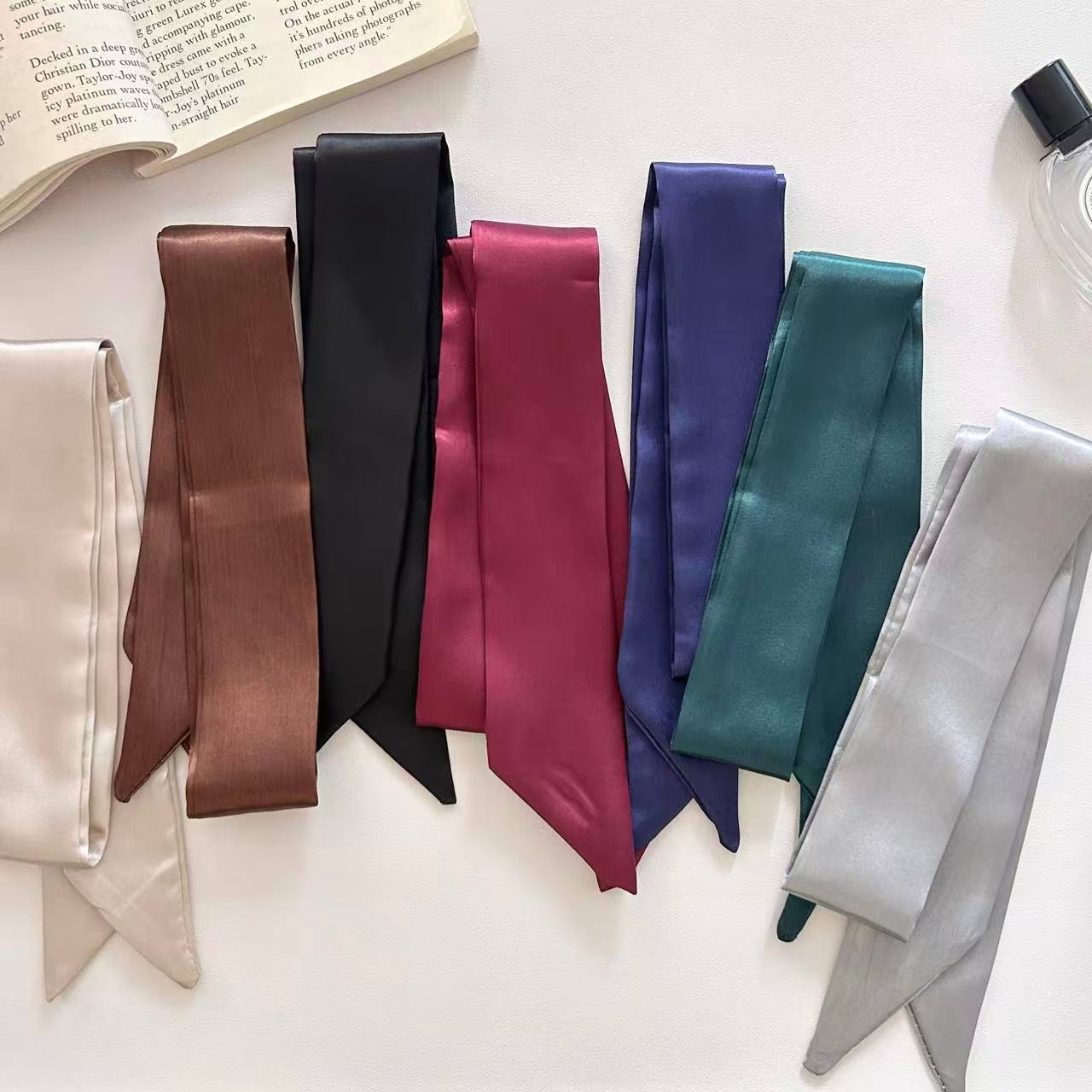 Women Bags For Office - Schmaler Satinschleier, einfarbig, hochwertig, weich, leicht,