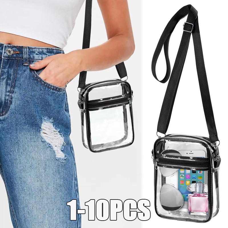 Women Bags Purses - 1-10 Stück Damen Transparente Umhängetasche mit