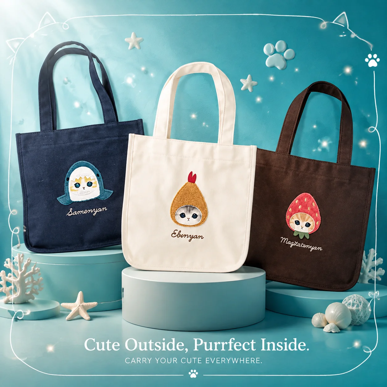 Women Bags Daily Use - Japanischer Mofusand-Stil Neue Niedliche Hai-Katze Cartoon